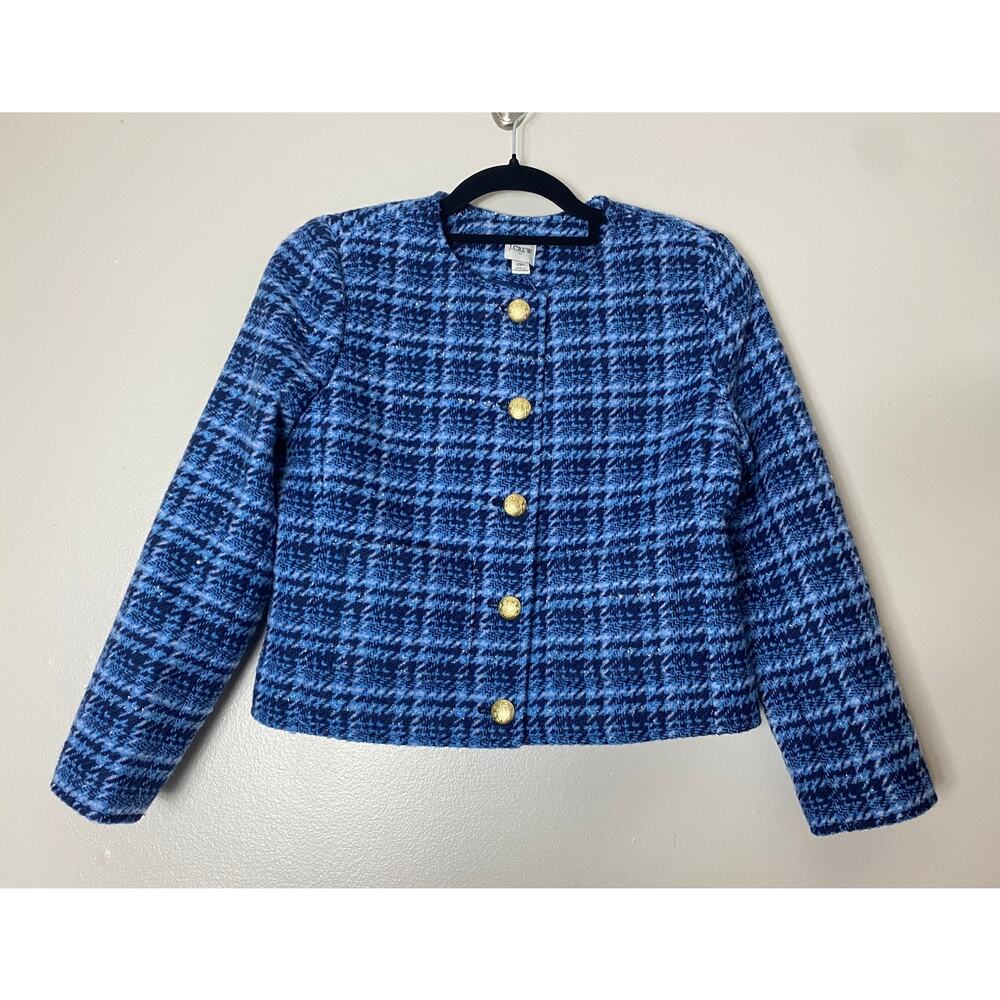 NWT J. CREW JACKET LADY BLAZER BLUE GOLD TWEED CLASSIC PREPPY WORK OFFICE CASUAL - Picture 3 of 16